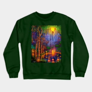 Magic Lantern Lighting Lake Water Pond Reflection Watercolor Crewneck Sweatshirt